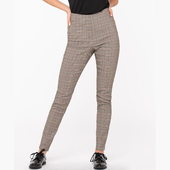 Ricki’s Plaid Pants Women’s Small Brown Slim Fit Work Pants High Rise Office Car - Picture 6 of 15